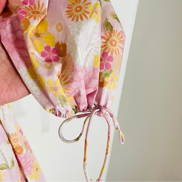 NEW For Love And Lemons Carrie Midi Dress Pink Floral Bohemian Cottagecore - Picture 9 of 12